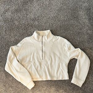 Cream Ribbed Long Sleeve Top